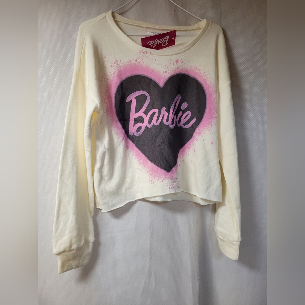 Grayson Threads NWT Barbie crop Sweatshirt Size Medium Graffiti Heart
